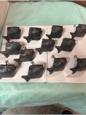 Set of 12 Black Fish Aquarium Ornaments with Mounting Pins